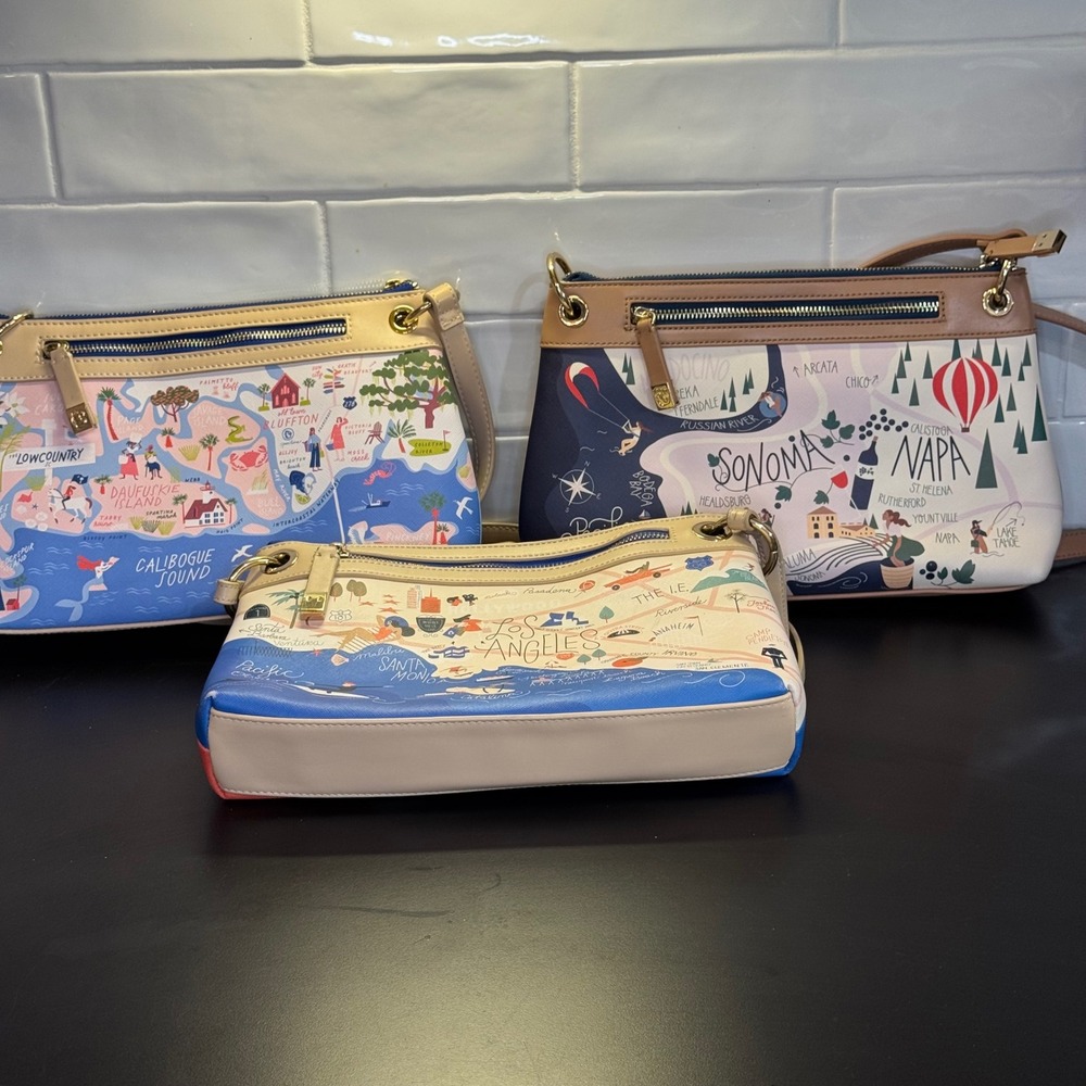 Spartina 449 Map Crossbody Bags Women Small Multi California Lowcountry Set of 3